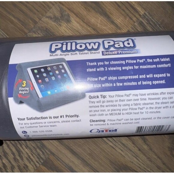 Pillow Pad Gray Deluxe Premium Multi-Angle Soft Tablet Stand NEW SEALED Mem Foam - Picture 2 of 12